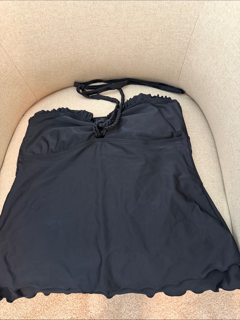 Island Escape Black Bandeau Swim Top with Braided Halter